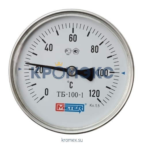 Термометр биметаллический осевой Дк100 L=80мм G1/2" 160С ТБ100 Метер