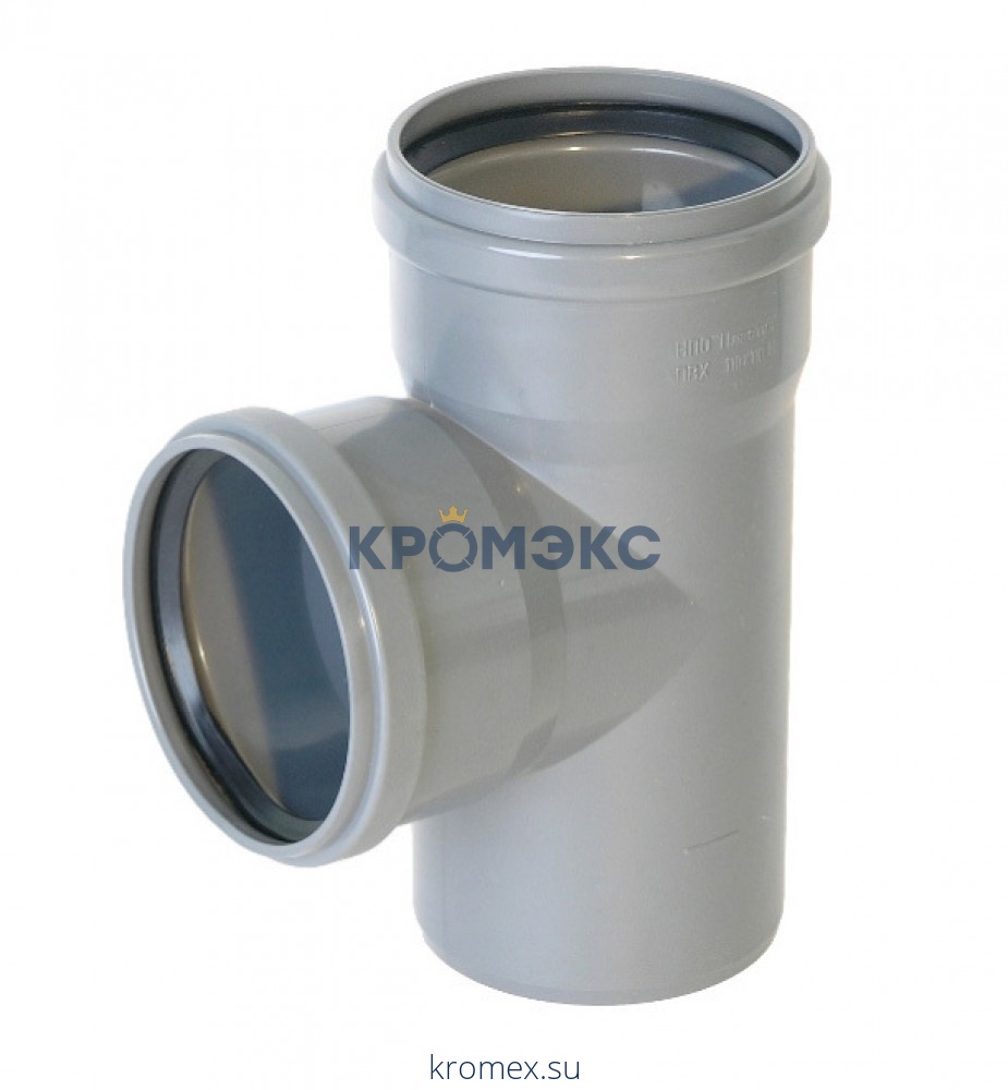 Тройник НПВХ с раструбом серый Дн 50х50х87гр б/нап в/к Агригазполимер