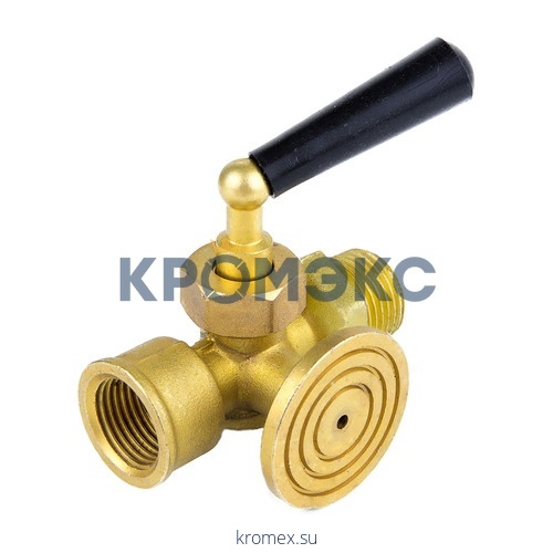 Кран для манометра 3-ходовой латунь 1065 Ду 15 Ру16 ВР/НР G1/2" с рукояткой с фланцем Aquasfera 1065-01