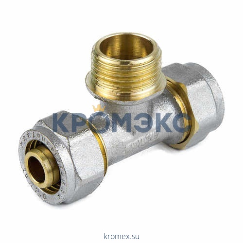 Тройник МП латунь никель обжим 7014 Дн 16х1/2"х16 НР ГОСТ 32415-2013 Aquasfera 7014-01