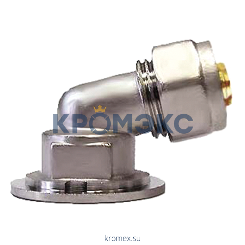 Угольник с креплением МП латунь никель обжим 7009 Дн 16х1/2"х105гр ВР ГОСТ 32415-2013 Aquasfera 7009-01