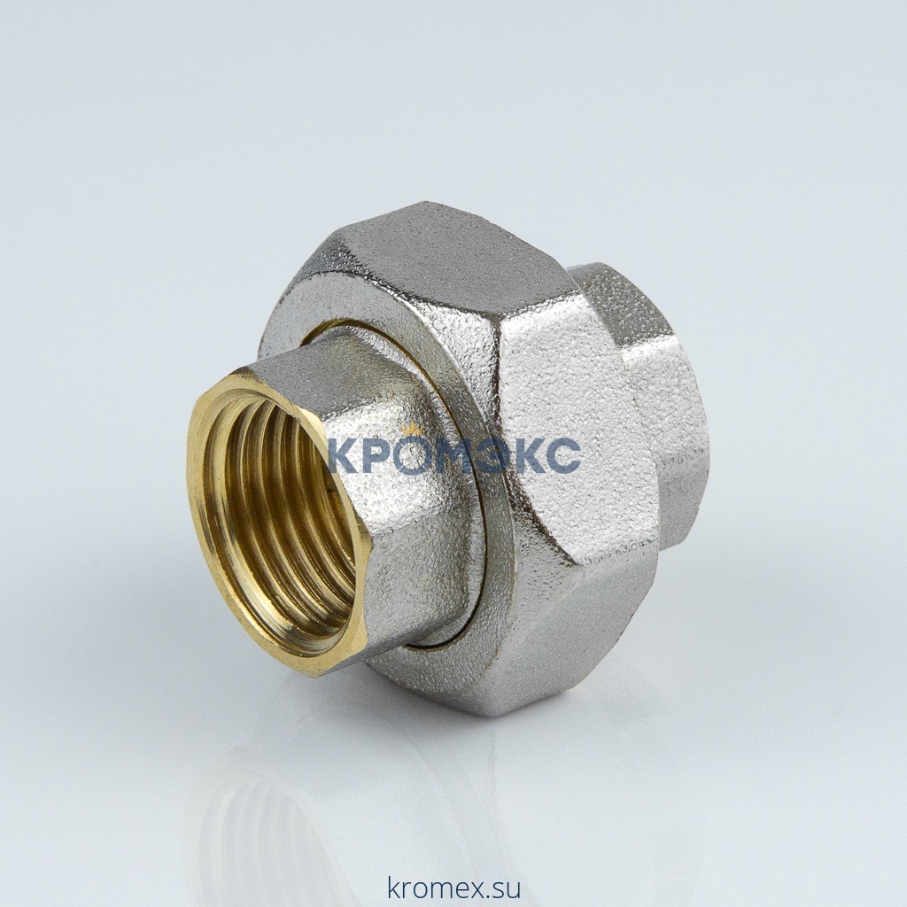 Соединитель латунь никель американка Ду 20 (3/4") прямой ВР/ВР 9012 ГОСТ 32585-2013 Aquasfera 9012-02