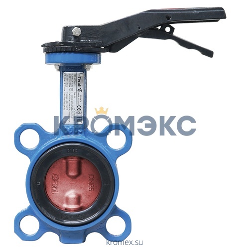 Затвор дисковый поворотный чугун VPI4448-02EP Ду 200 Ру16 межфл с рукояткой диск чугун манжета EPDM Tecofi VPI4448-02EP0200