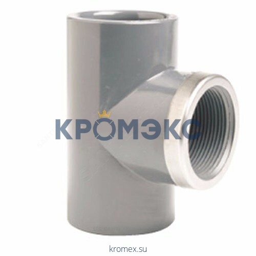 Тройник ПВХ серый под клеевое соед Дн 50х1 1/2"х90гр Ру16 ВР напорный EFFAST RGRTIR050F
