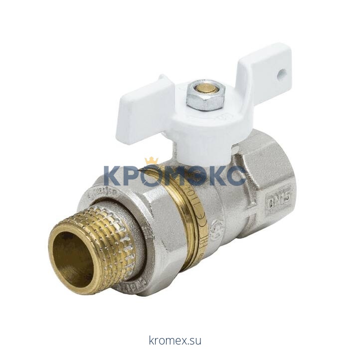 Кран шаровой латунь никель 1107 Standard Ду 25 Ру25 ВР/"американка" полнопроходной бабочка Aquasfera 1107-03