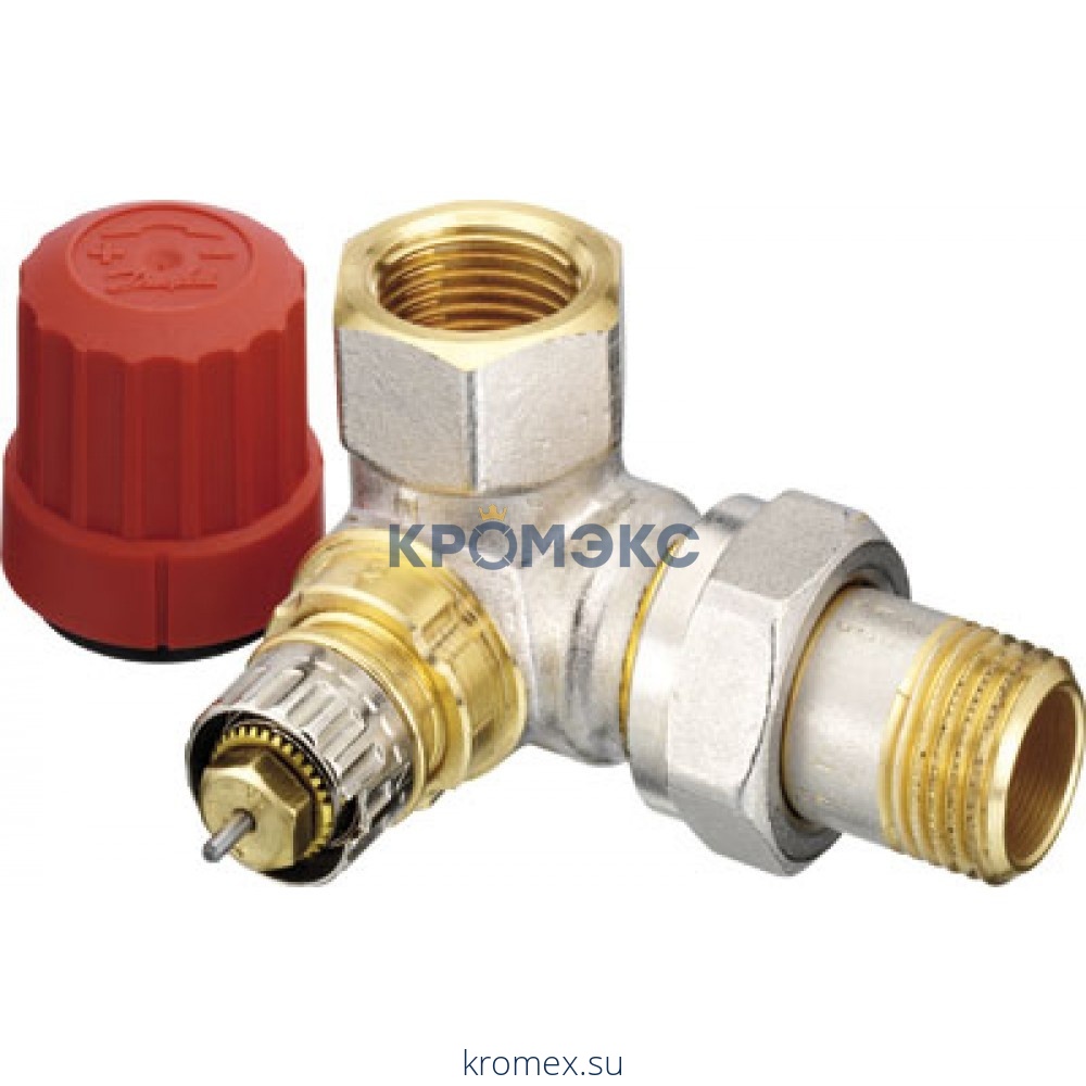 Клапан термостатический RTR-N для двухтр Ду 15 Ру10 угловой трёхосевой ВР клипс RTR (RA) прав Danfoss 013G7021