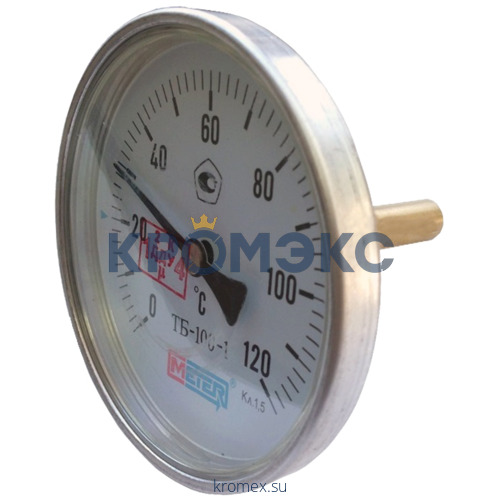 Термометр биметаллический осевой Дк100 L=60мм G1/2" 120С ТБ100 Метер