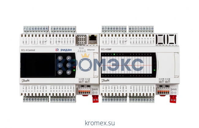 Контроллер ECL4 Control 368R ПЧ Ethernet, с модулем расширения, платой Ethernet и с функцией поддержания давления, 24 В пост. ток, Ридан 087H374973R