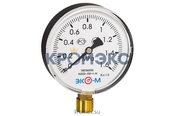 Манометр МД 02 радиальный Дк100мм 0-2,5 МПа G1/2" ЭКОМЕРА