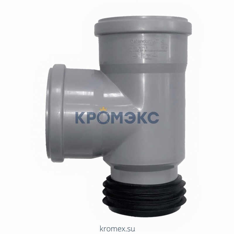 Тройник PP-H восстановитель раструба серый HT Дн 110х110х87гр б/нап Ostendorf 115740