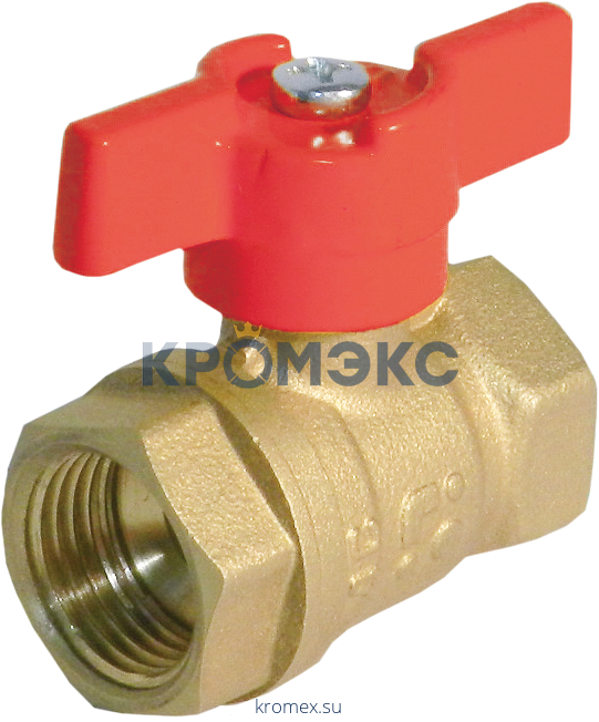 Кран шаровой латунь 11б27п1 А30/1 Ду 20 Ру25 ВР полнопроходной бабочка БАЗ БАЗ.А30.1.20