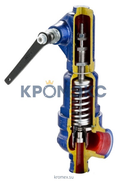 Клапан предохранительный пружинный угловой чугун 775B Ду25х40 Ру16 НР/ВР Рср=13бар 150С Zetkama 775B-025-C-011