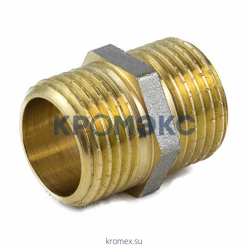 Ниппель латунь никель Ду 20 (3/4") НР 9022 ГОСТ 32585-2013 Aquasfera 9022-02
