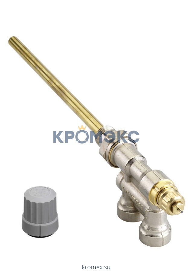 Клапан для бок/п радиатора термостатический RTR 15/6TB с ниж/п труб для однотр Ду 15 Ру10 угловой осевой ВР клипс RTR (RA) с трубкой L=205мм Danfoss 013G7000