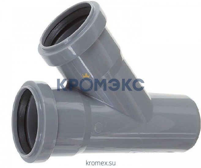 Тройник НПВХ с раструбом серый Дн 50х50х45гр б/нап в/к Агригазполимер