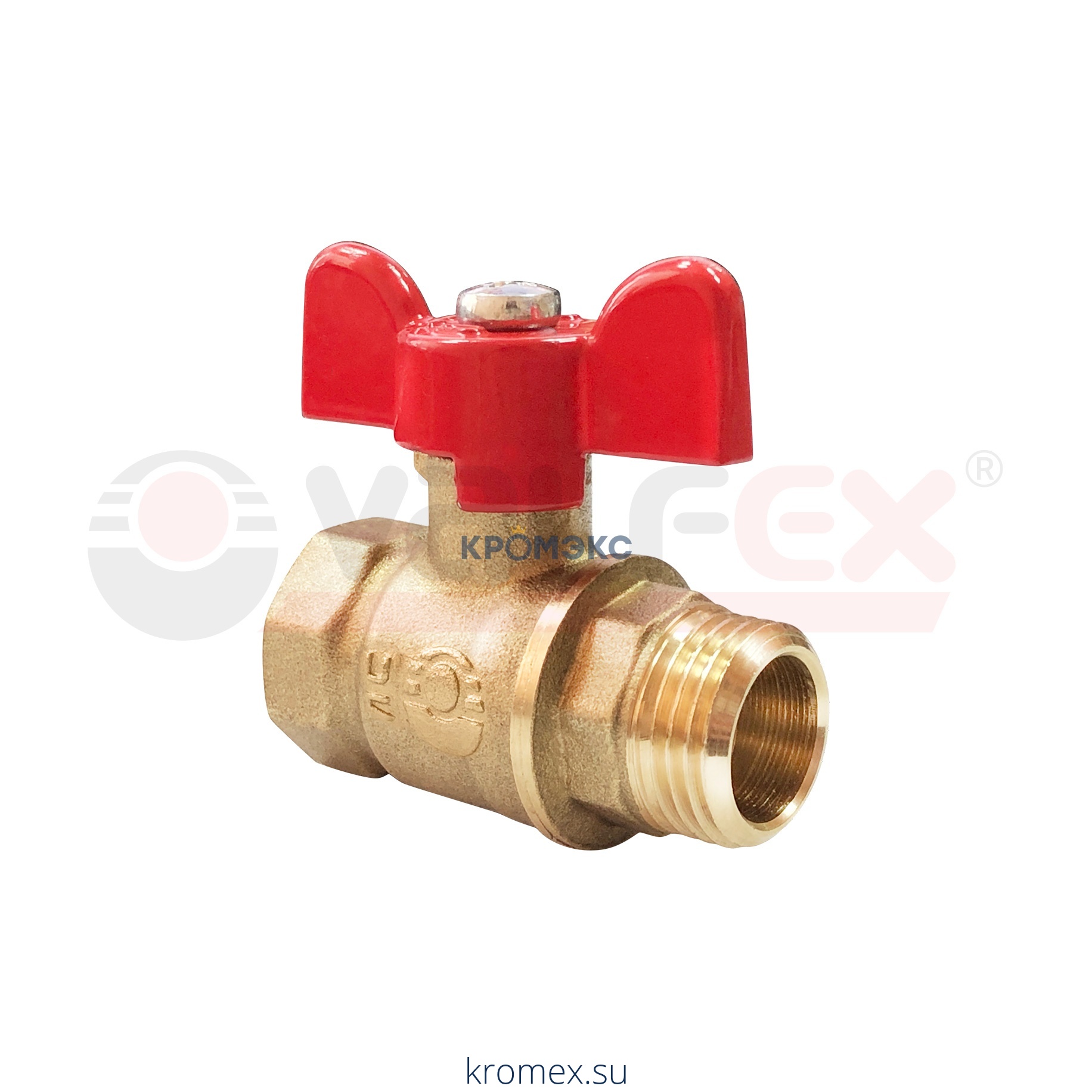 Кран шаровой латунь 11Б27фт1М OPTIMA Ду 20 Ру16 ВР/НР полнопроходной бабочка VALFEX VF.218.L0B1.034