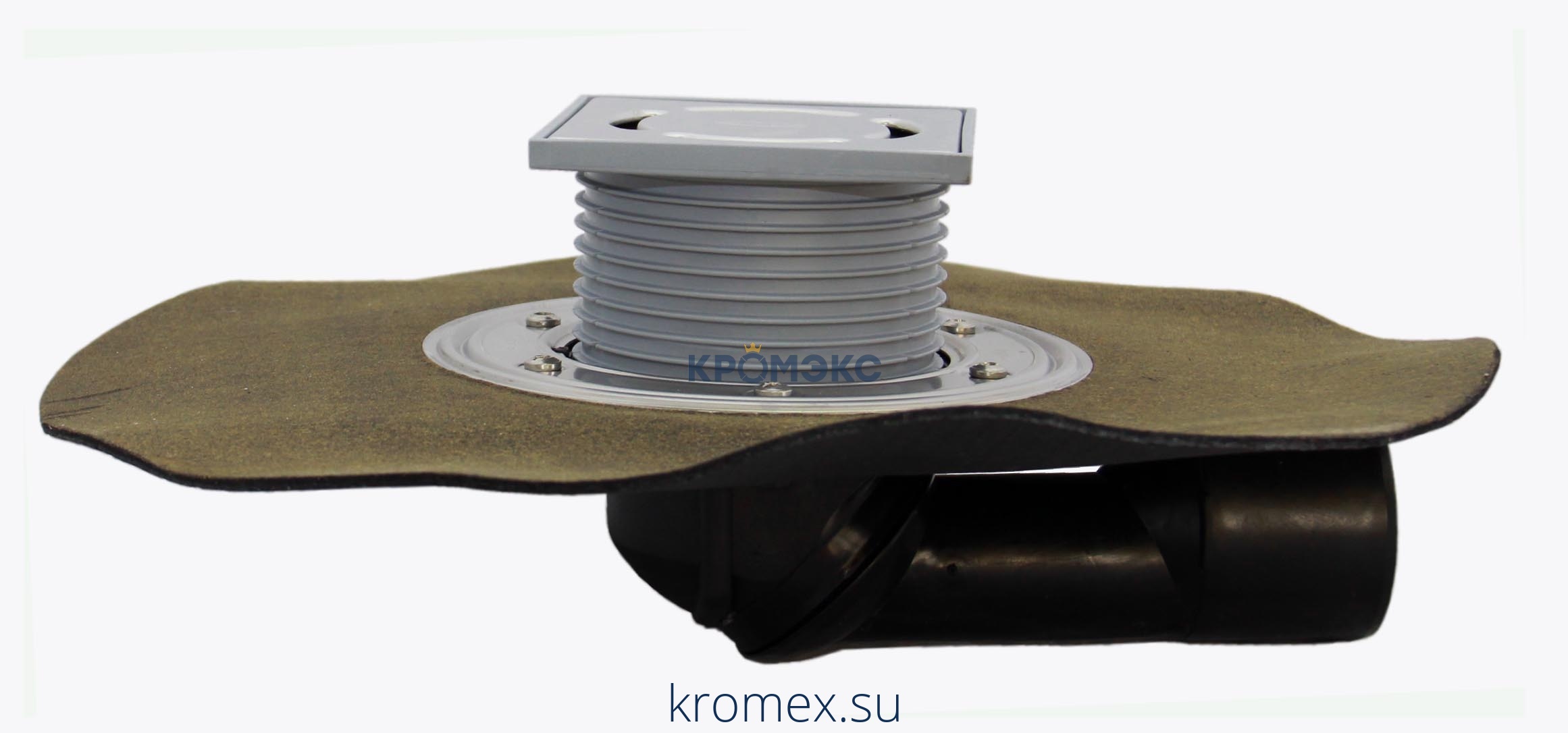 Трап для балконов и террас регулируемый с "сухим" затвором Дн 50/75 с нержавеющей решёткой 115х115мм с полимербитумным полотном горизонтальный/вертикальный выпуск HL HL80H