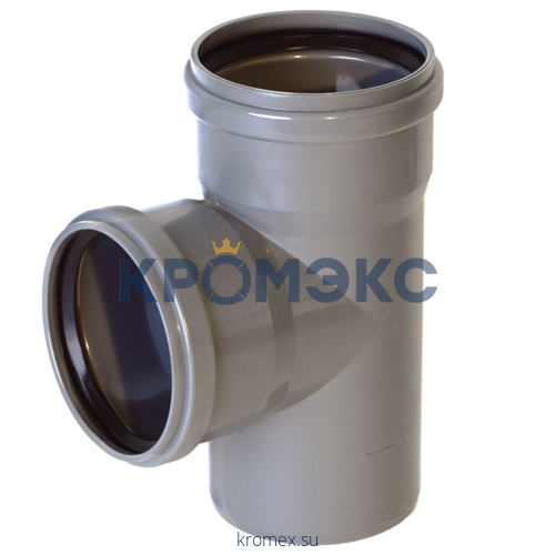 Тройник НПВХ с раструбом серый Дн 50х50х87гр б/нап в/к ТУ 6-49-33-92