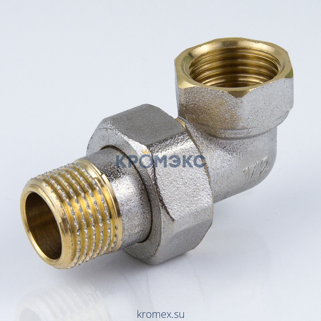 Соединитель латунь никель американка Ду 20 (3/4") угловой ВР/НР 9015 ГОСТ 32585-2013 Aquasfera 9015-02