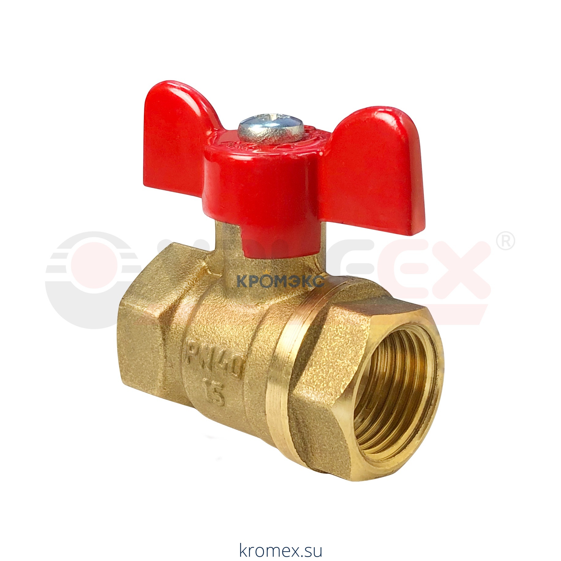 Кран шаровой латунь 11Б27фт1М Ду 20 Ру40 ВР полнопроходной бабочка VALFEX VF.217.LB1.034