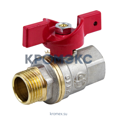 Кран шаровой латунь никель 1004 Euro Ду 15 Ру40 ВР/НР полнопроходной бабочка Aquasfera 1004-01