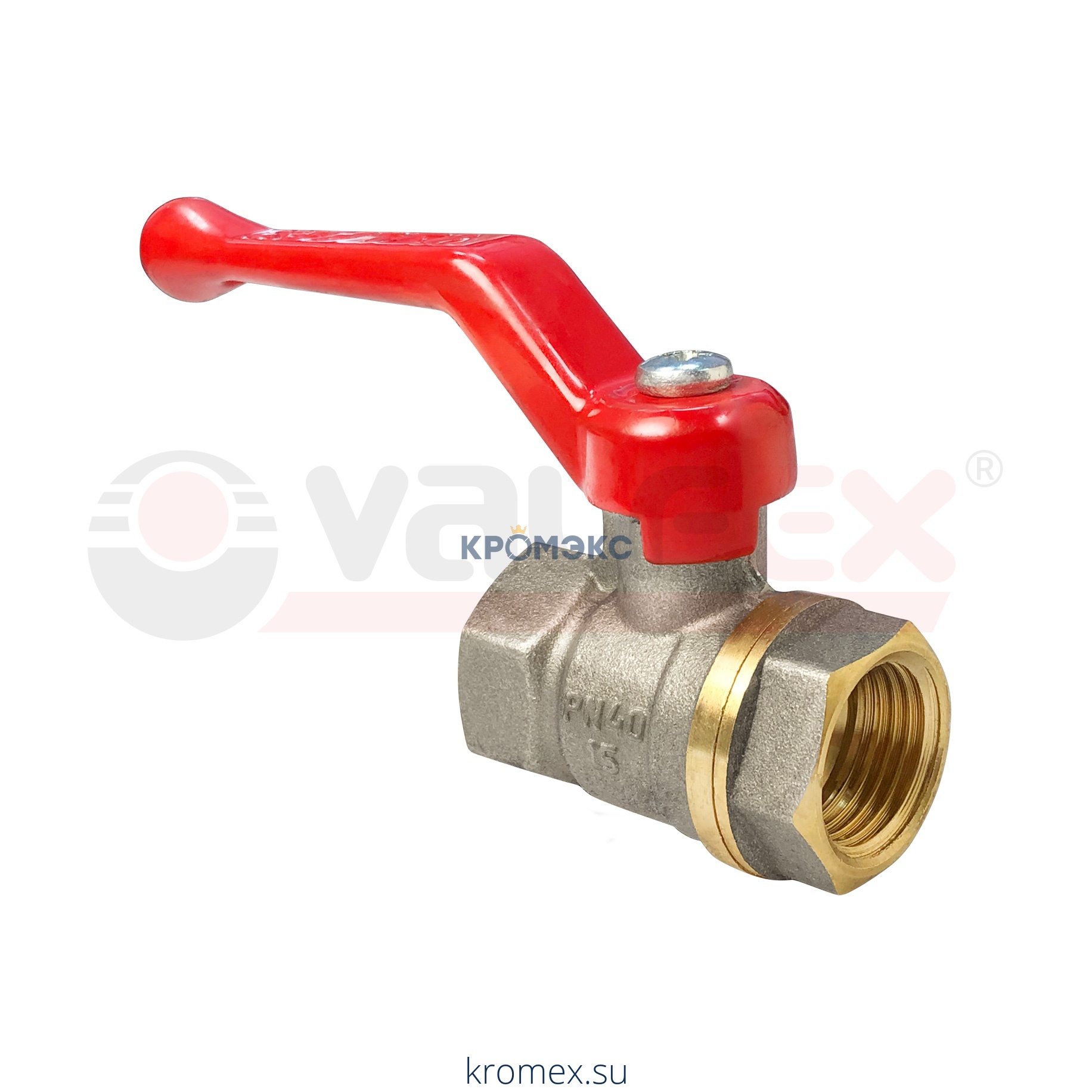 Кран шаровой латунь никель 11Б27фт1М Ду 25 Ру40 ВР полнопроходной рычаг VALFEX VF.214.NR1.100