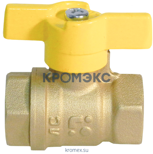 Кран шаровой латунь газ 11б27п А10/1 Ду 20 Ру25 ВР полнопроходной бабочка БАЗ БАЗ.А10.1.20