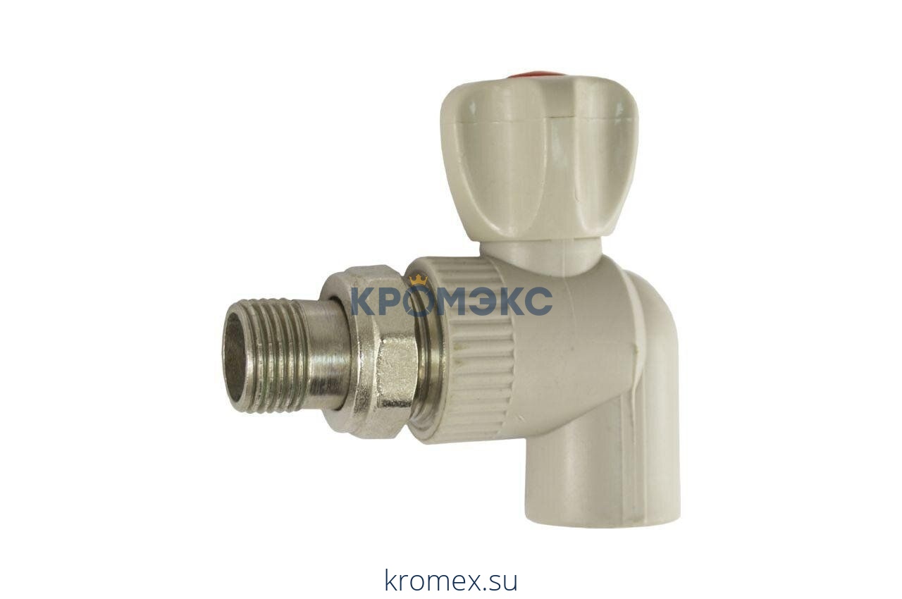 Кран PP-R шаровой серый НР Дн 20х1/2" угловой для радиатора RTP (РосТурПласт) 27828