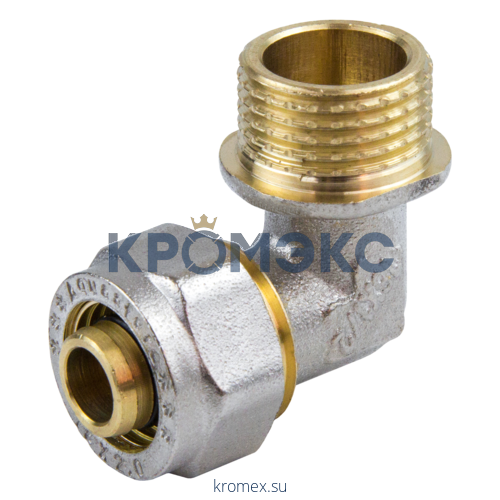 Угольник МП латунь никель обжим 7006 Дн 26х1"х90гр НР ГОСТ 32415-2013 Aquasfera 7006-06