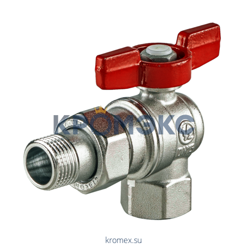 Кран шаровой латунь хром угловой R789 Ду 25 Ру16 ВР/"американка" полнопроходной бабочка Giacomini R789X007