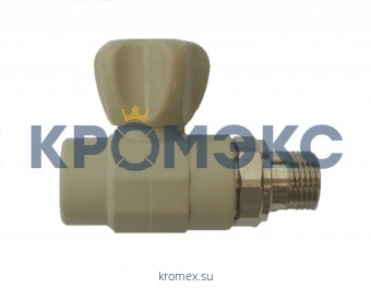 Клапан (вентиль) PP-R запорный серый НР Дн 20х1/2" Ру25 прямой для радиатора RTP (РосТурПласт) 15820