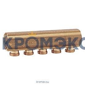 Коллектор латунь R551S 1 1/4" ВР/ВР на 5 вых НР под адаптер с седлом 18мм Giacomini R551SY045