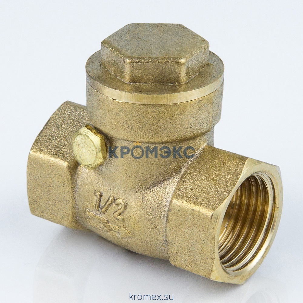 Клапан обратный латунь поворотный 3003 Ду 25 Ру40 Тмакс=100 оС ВР G1" заслонка латунь Aquasfera 3003-03