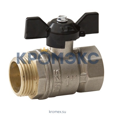 Кран шаровой латунь никель Pride Ду 20 Ру40 ВР/НР полнопроходной бабочка аналог 11б27п1 LD 47.20.В-Н.Б …