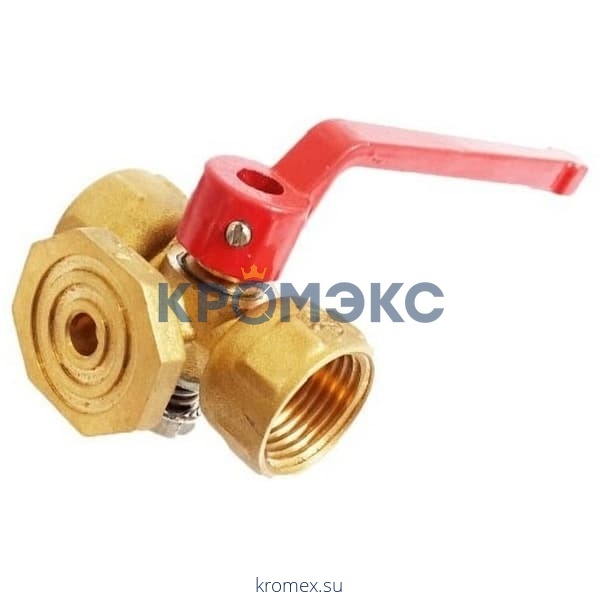 Кран для манометра 3-ходовой латунь 11б18бк(ф)1 Ду 15 Ру16 ВР G1/2" с рукояткой с фланцем Пензапромарматура 01311111