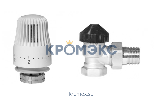 Комплект: 013G7015R_клапан терморегулирующий TR-N DN 20 PN 10, Т=120 °С, угловой, никелированный, с внутренней резьбой; 013G7084R_Термостатический элемент TR 84, жидкостной датчик, для установки на клапаны TR-N и TR-G c присоединительной резьбой М30 013G2