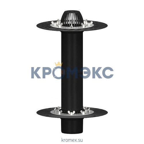 Воронка кровельная с вертикальным выпуском двухуровневая Дн 110 c трапом с приж фл с дренаж кол с эл/под Татполимер ТП-10.100-Э