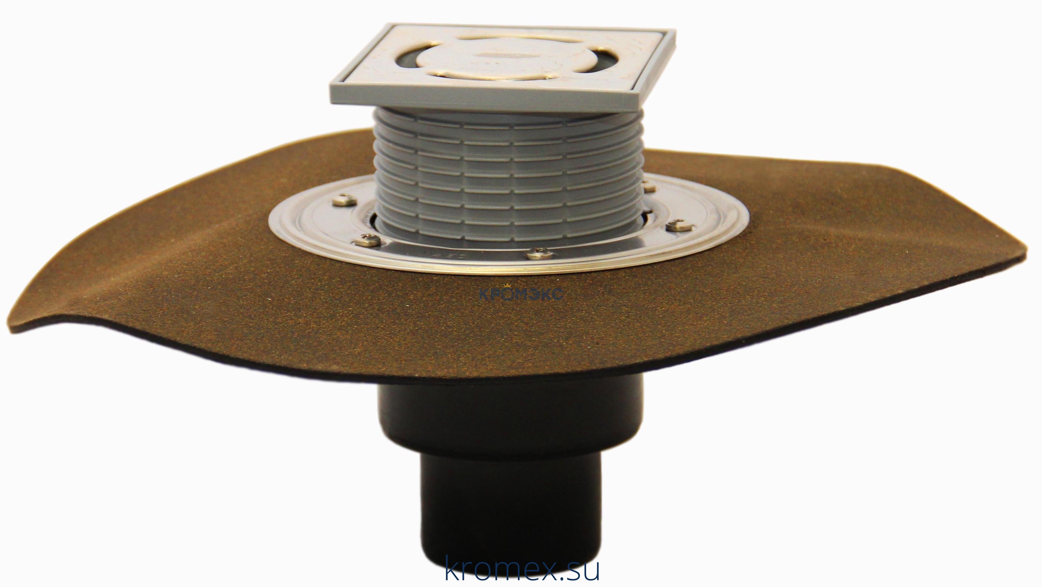 Трап регулируемый с "сухим" затвором "Primus" Дн 50/75/110 с нержавеющей решёткой 115х115мм с полимербитумным полотном вертикальный выпуск HL HL310NHPr