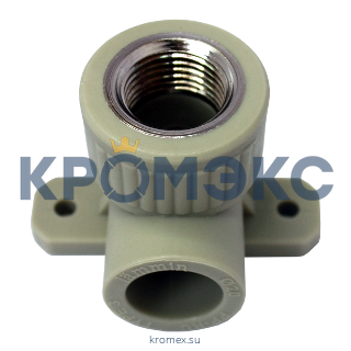 Угольник PP-R комбинированный серый ВР Дн 20х1/2" с креплением VALFEX 10120020Г