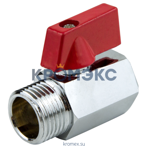 Кран шаровой латунь хром мини 1032 Ду 15 Ру10 ВР/НР полнопроходной флажок Aquasfera 1032-01