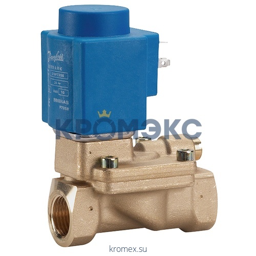 Клапан эл/магн латунь НО EV220W Ду15 Ру16 G1/2" ВР серия 10-50 с катушкой AS024CS 24В AC 80С Danfoss 042U436419