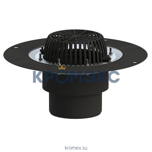 Воронка кровельная с вертикальным выпуском Дн 160 с листвоуловителем, прижимным фланцем из нержавеющей стали Татполимер ТП-01.160