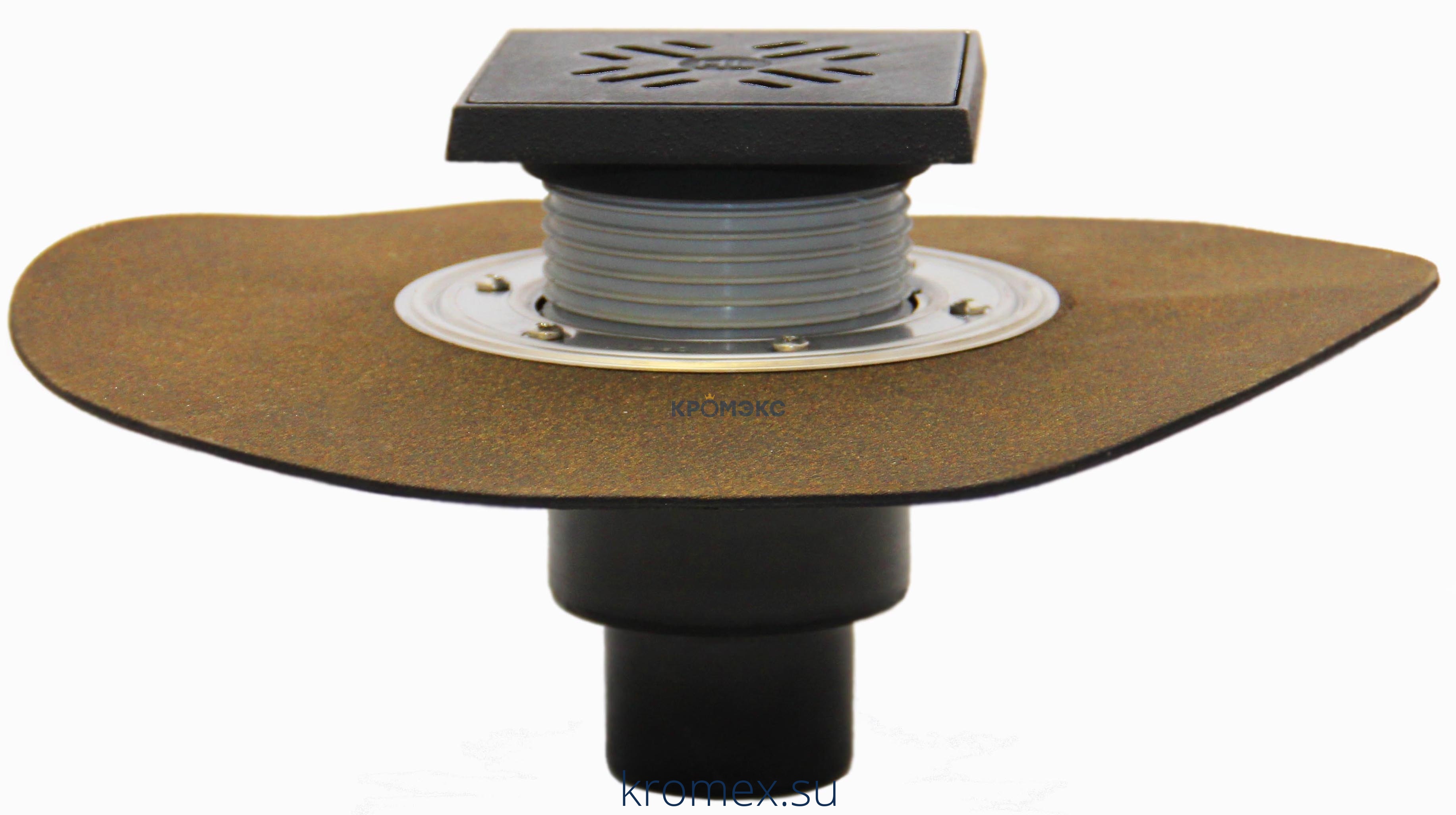 Трап регулируемый с "сухим" затвором "Primus" Дн 50/75/110 с чугунной решёткой 137х137мм с полимербитумным полотном вертикальный выпуск HL HL310NHPrG