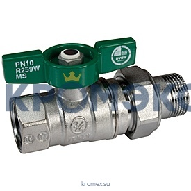 Кран шаровой латунь хром R259W Ду 20х25 Ру35 ВР/"американка" бабочка переходн Giacomini R259WX026