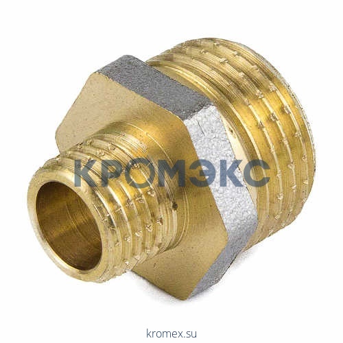 Ниппель латунь никель переходной Ду 40х25 (1 1/2"х1") НР 9023 ГОСТ 32585-2013 Aquasfera 9023-10