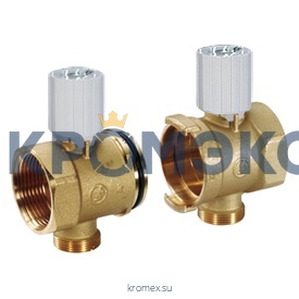 Элемент коллектора концевой латунь R53VT DN 32 1 1/4" на 1 вых 3/4" НР под евроконус с термостатическим клапаном Giacomini R53VTY107