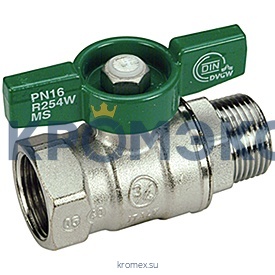 Кран шаровой латунь хром R254W Ду 10 Ру42 ВР/НР бабочка Giacomini R254WX022