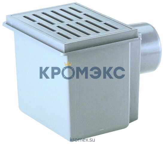 Трап для подвалов и тех.помещений нерегулируемый с гидрозатвором Дн 110 с пластиковой решёткой 155х225мм горизонтальный выпуск HL HL71