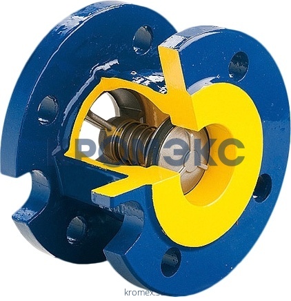 Клапан обратный чугун пружинный 402A Ду 50 Ру16 фл диск нерж Zetkama 402A050C52