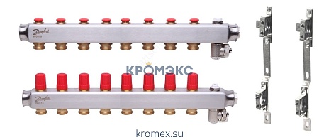 Группа коллекторная нержавеющая сталь SSM set 1" ВР 9 вых 3/4" НР под евроконус с термостатическими клапанами Danfoss SSM-9 set 088U0979 Группа коллекторная нержавеющая сталь SSM set 1" ВР 9 вых 3/4" НР под евроконус с термостатическими клапанами Danfoss SSM-9 set 088U0979